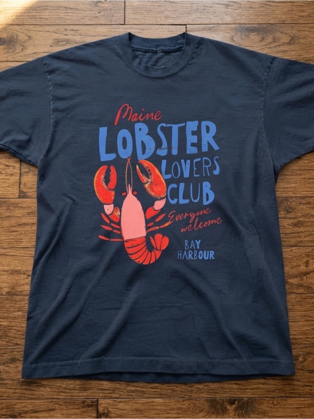 Navy Gildan T-Shirt Maine Lobster Lovers Graphic Tee
